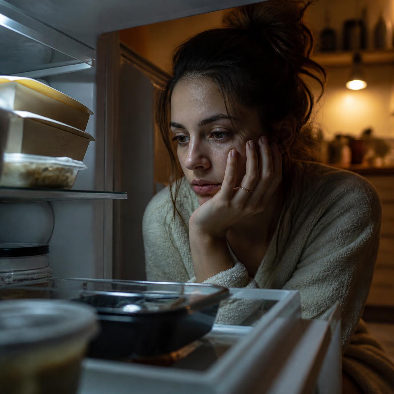 Buscando qué comer en una refrigeradora vacía